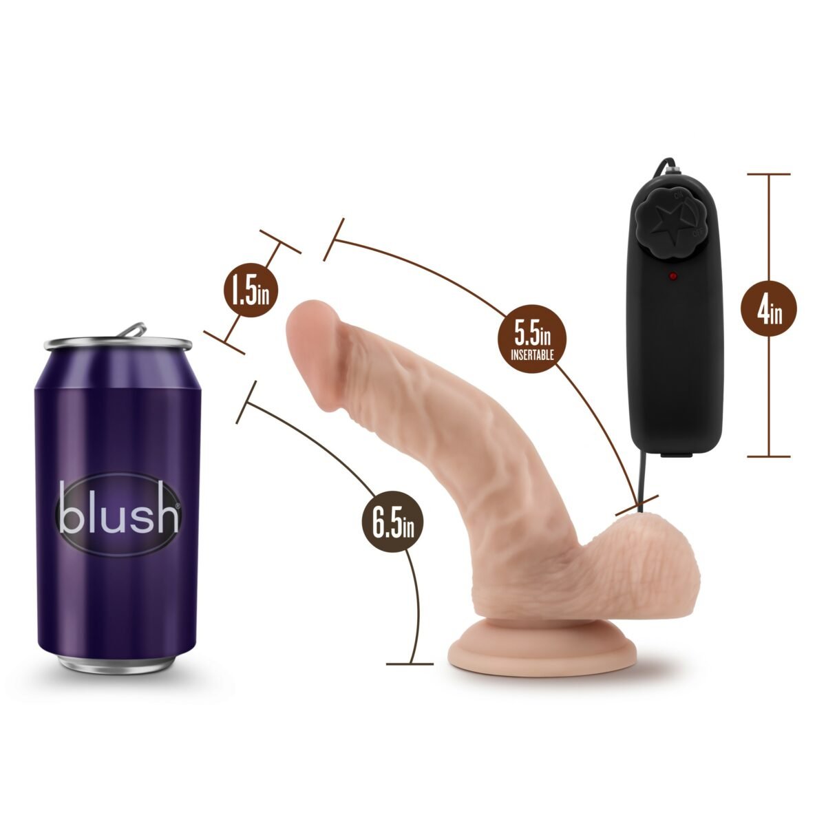 Dr. Skin – Dr. Sean – 8 Inch Vibrating Cock with Suction Cup – Vanilla - Imagen 3