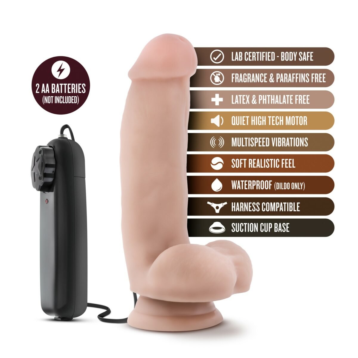 Loverboy - The Quarterback - 7 inch Vibrating Realistic Cock Vanilla - Imagen 4