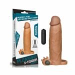 FUNDA Add 3" Pleasure X Tender Vibrating Penis Sleeve Brown