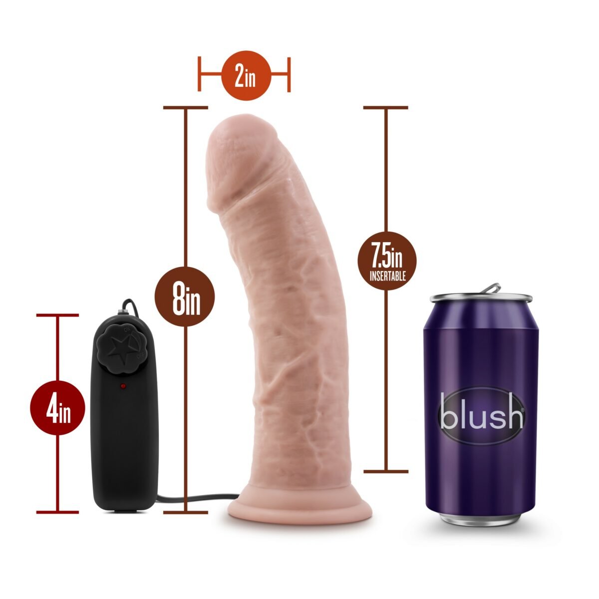DR. SKIN - DR. JOE - 8 INCH VIBRATING COCK WITH SUCTION CUP - VANILLA - Imagen 3